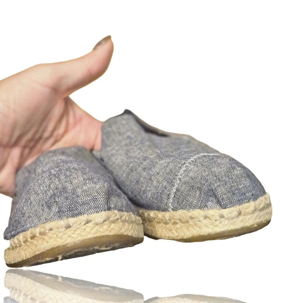 TOMS Blue Chambray Linen Espadrille‎ Slip On Flats Womens 8 10013365 Alpargata